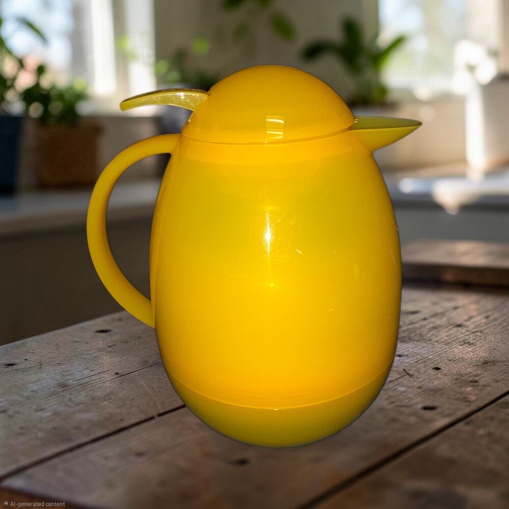 Vintage 1980s Leifheit Columbus Yellow Thermal Carafe Hans Slany Space Age Retro